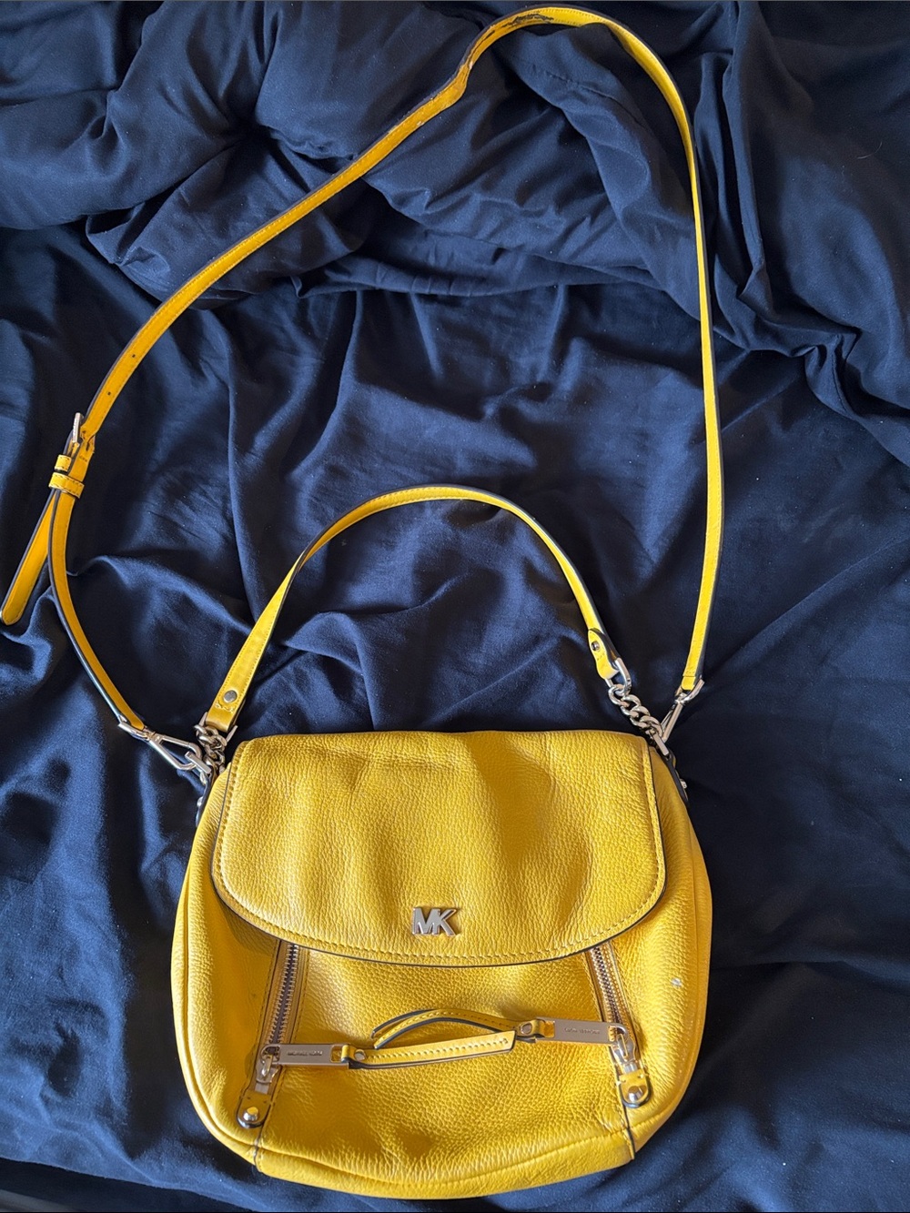 Michael Kors Bright Yellow Pebbled Leather Crossbody Bag